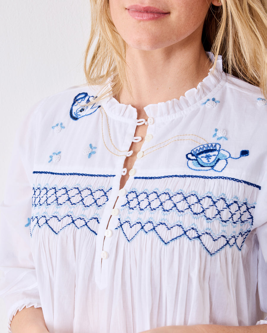 High Tea Toile - Dreamscape Nightgown - Notting Hill Blue - Printfresh