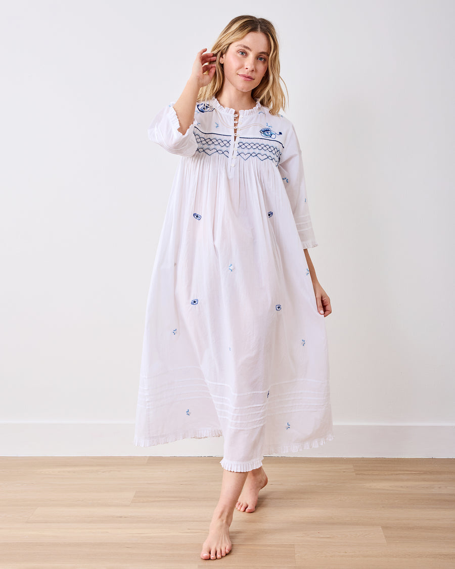High Tea Toile - Dreamscape Nightgown - Notting Hill Blue - Printfresh