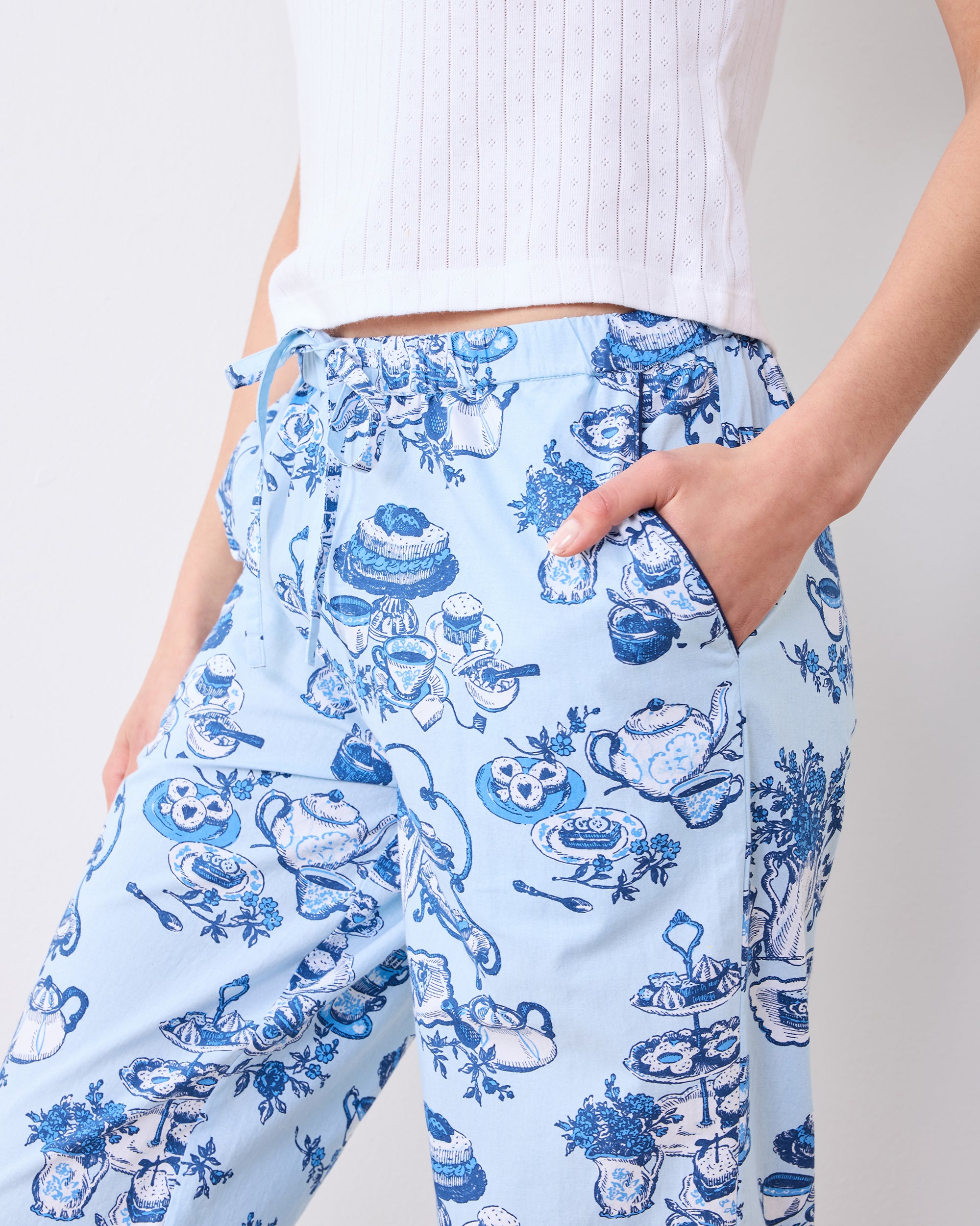 High Tea Toile - Tall PJ Pants - Notting Hill Blue – Printfresh