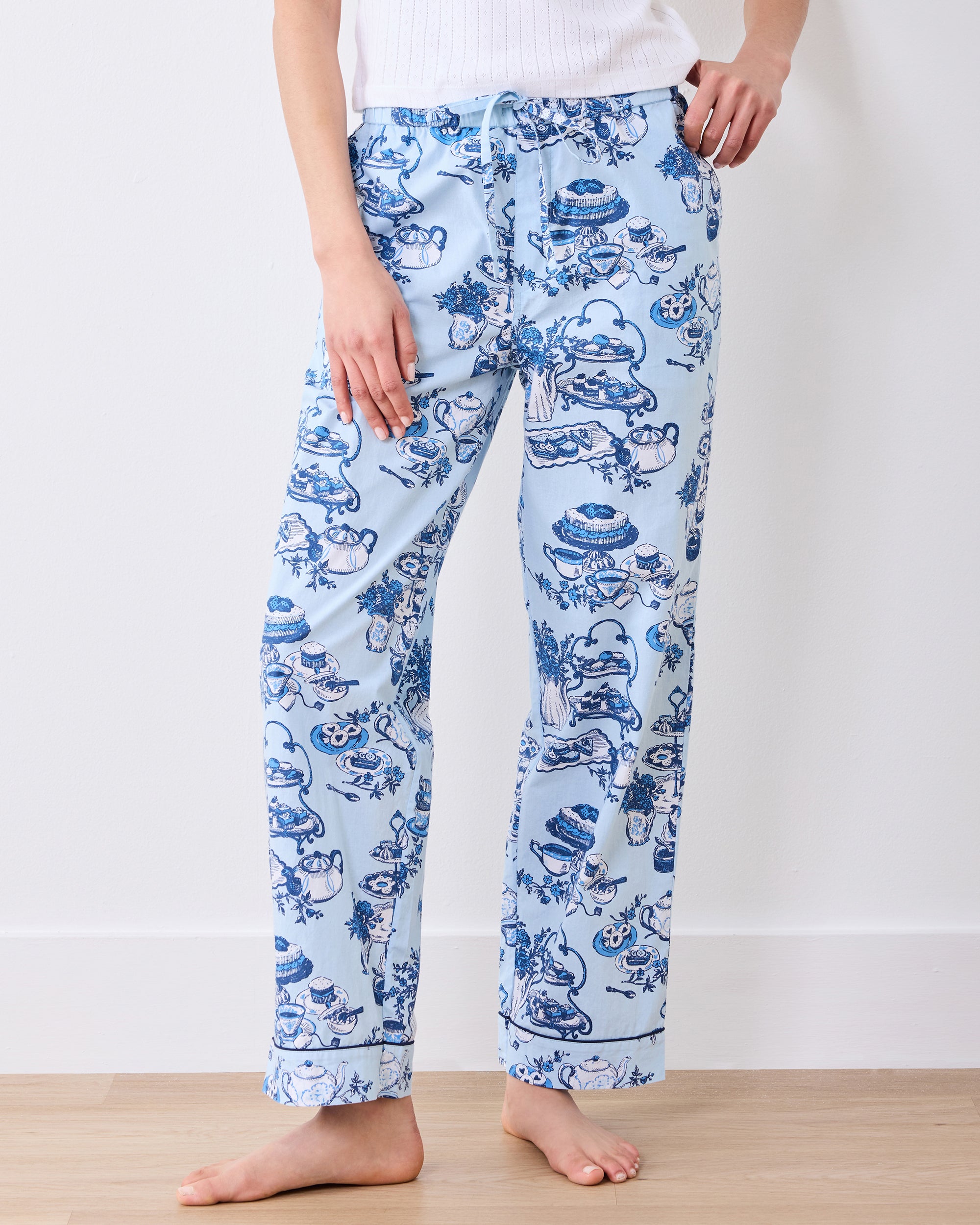 High Tea Toile - Tall PJ Pants - Notting Hill Blue – Printfresh