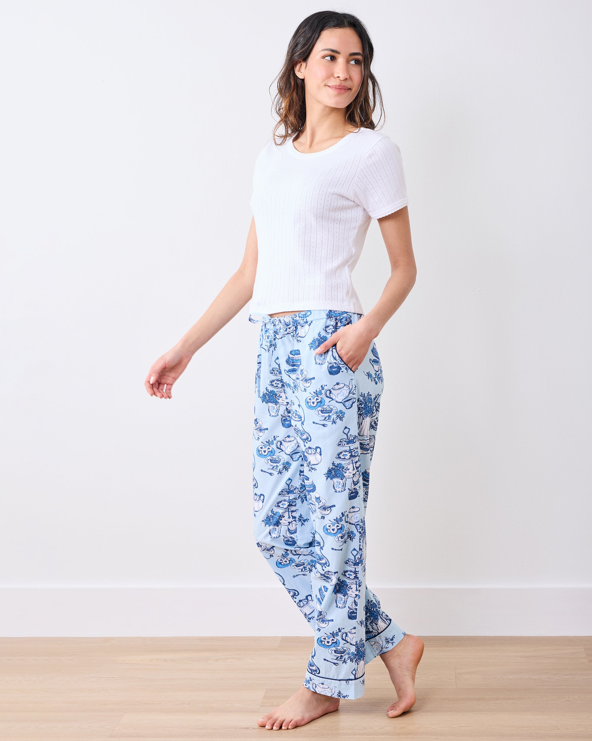 High Tea Toile - Tall PJ Pants - Notting Hill Blue – Printfresh