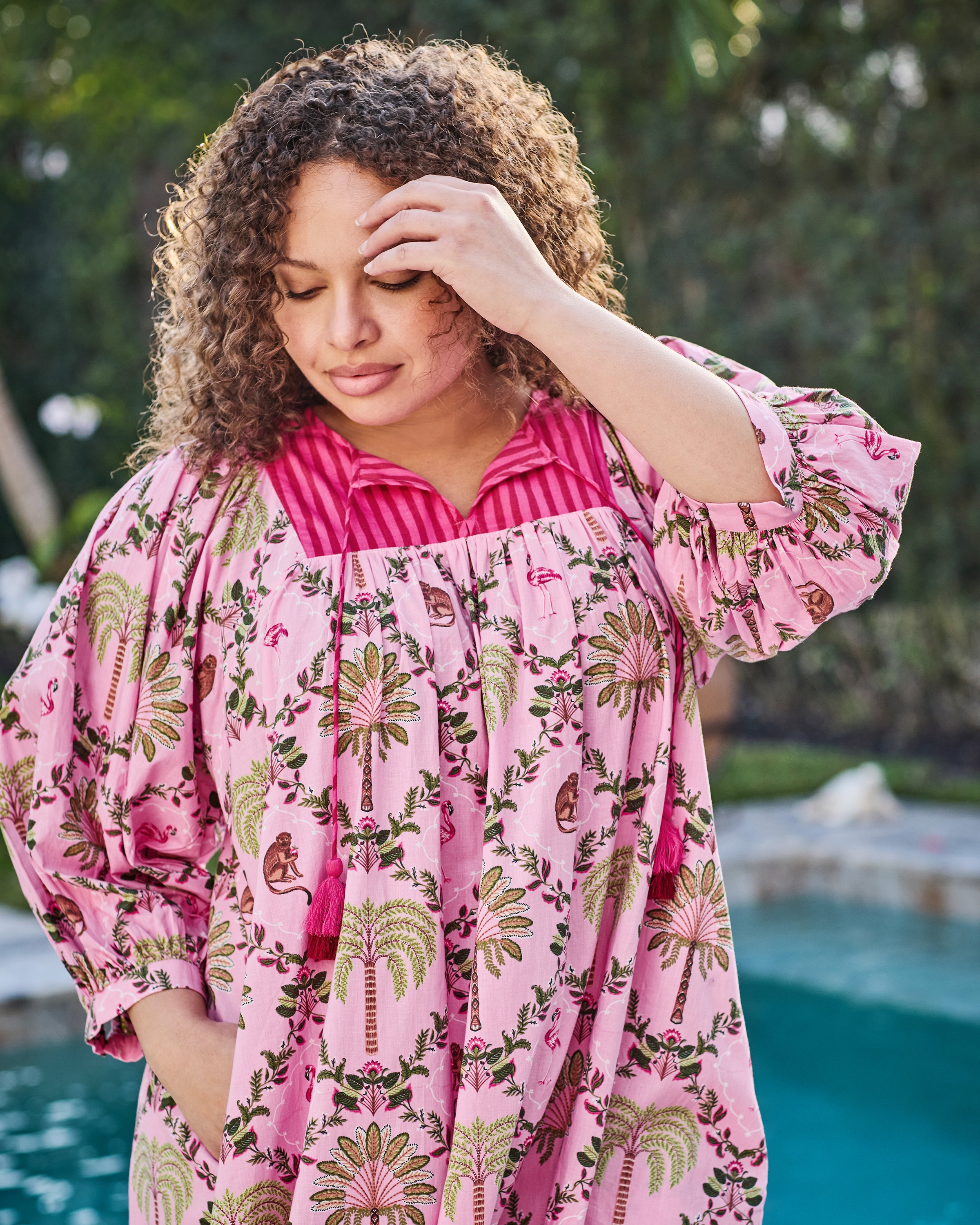 Island Muse - Flower Charmer Midi - Pink Flamingo – Printfresh