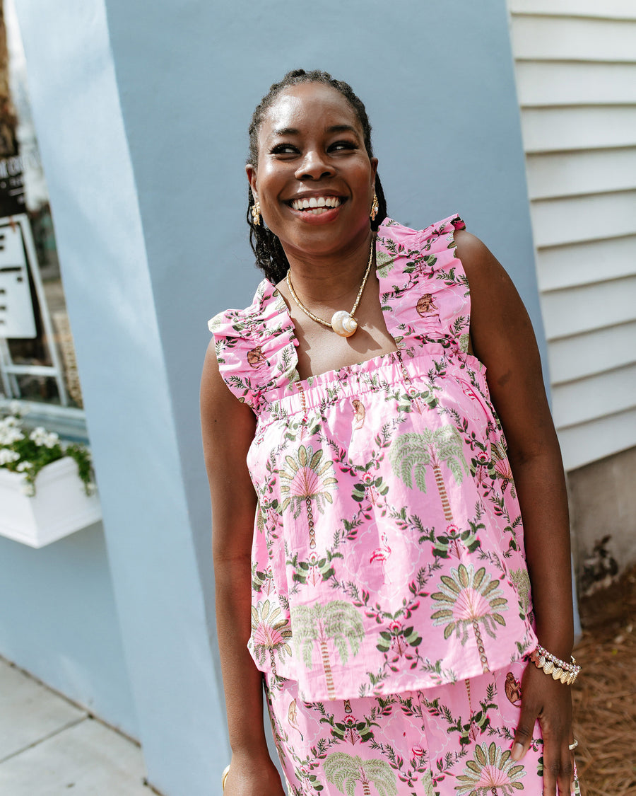 Island Muse - Maya Top & Escape Skirt Set - Pink Flamingo - Printfresh
