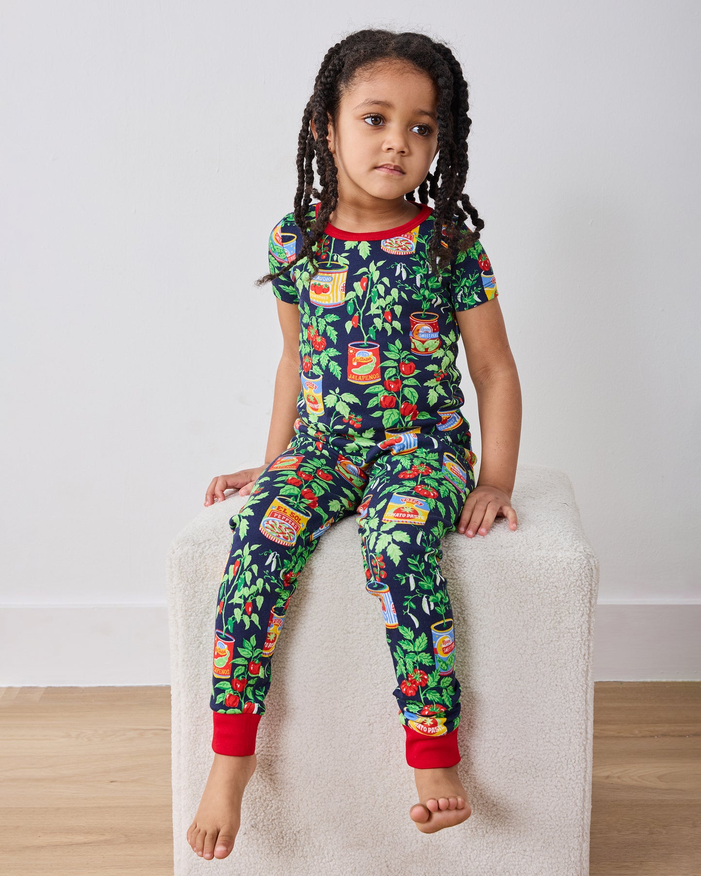 Kitchen Garden - Kids Organic Pima Short Sleeve PJ Set - Navy - Printfresh