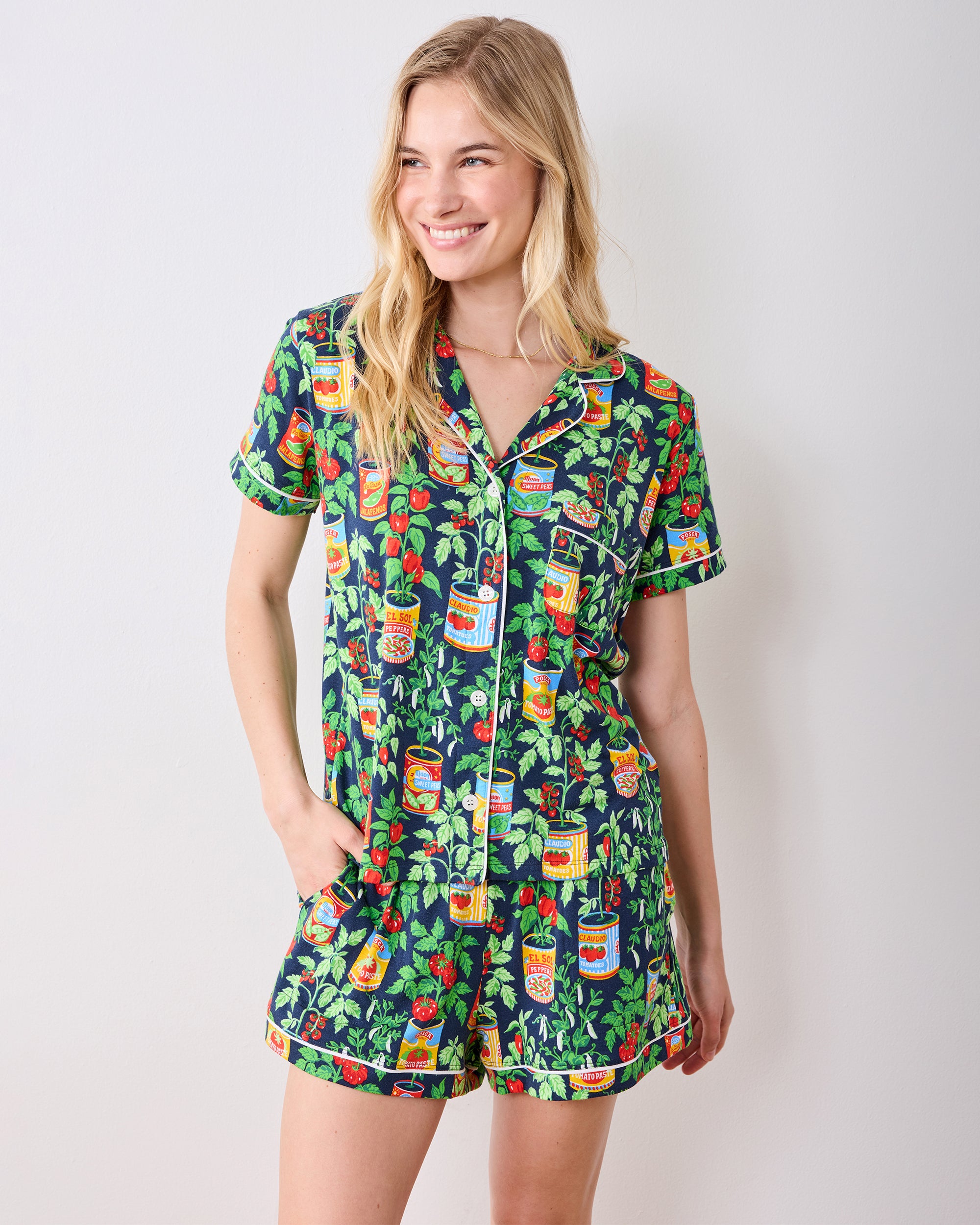 Kitchen Garden - Organic Pima Modal Knit Short PJ Set - Navy