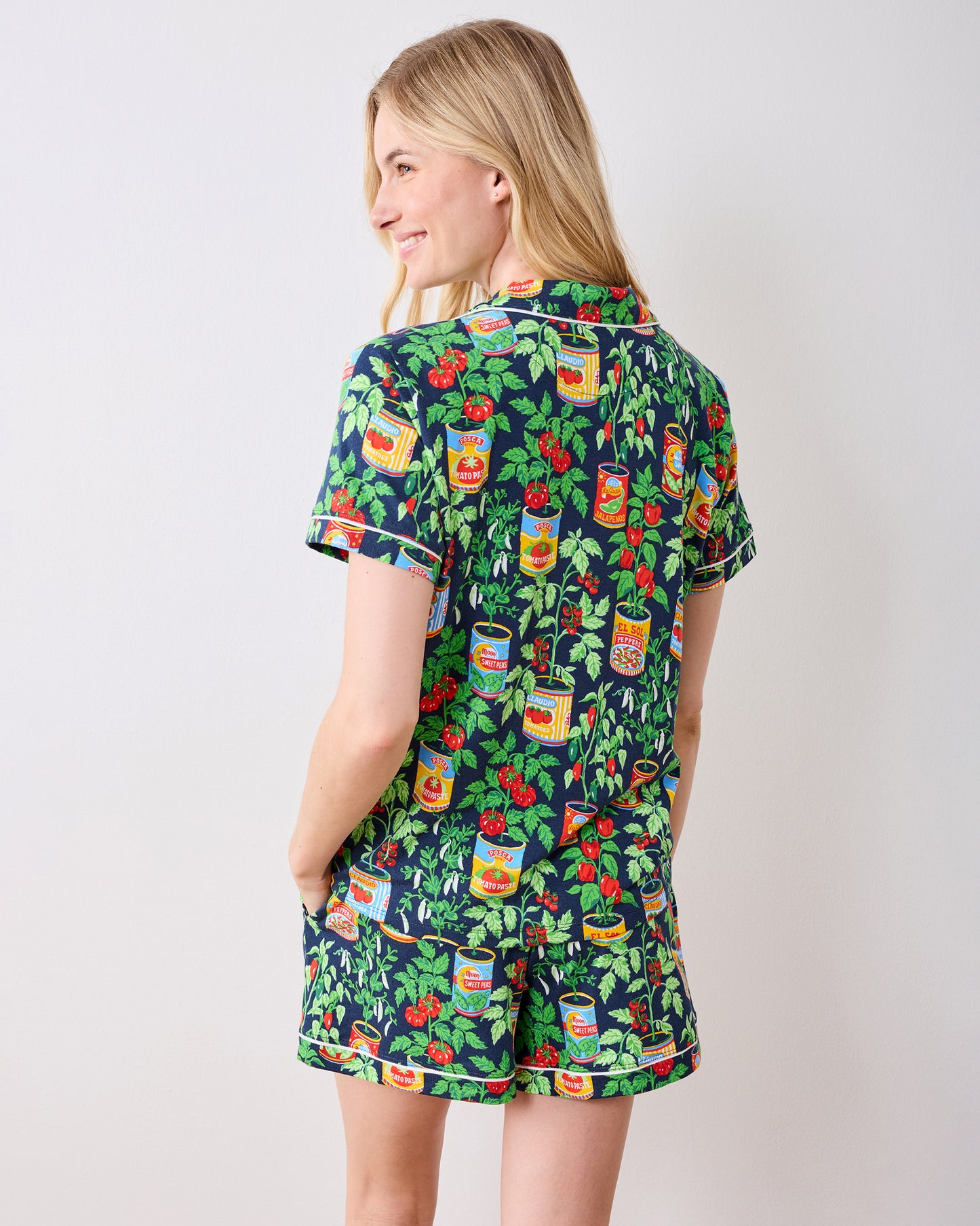 Kitchen Garden - Kids Organic Pima Short Sleeve PJ Set - Navy - Printfresh