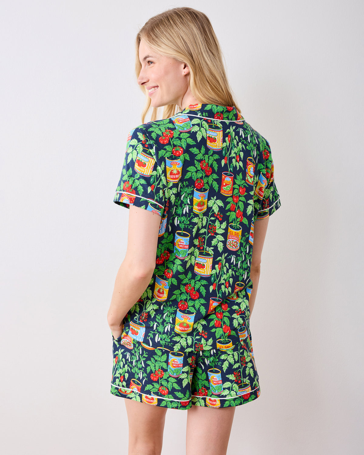 Kitchen Garden - Kids Organic Pima Short Sleeve PJ Set - Navy - Printfresh