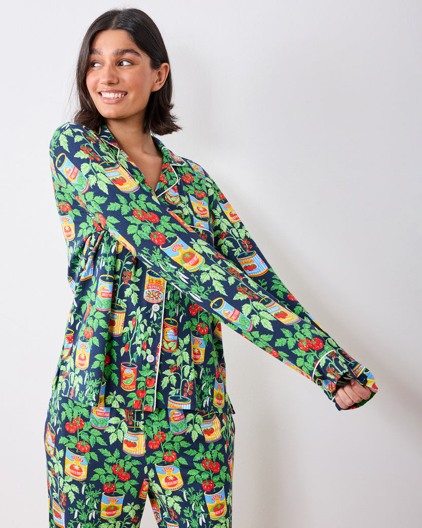 Kitchen Garden - Organic Pima Modal Knit Long PJ Set - Navy - Printfresh