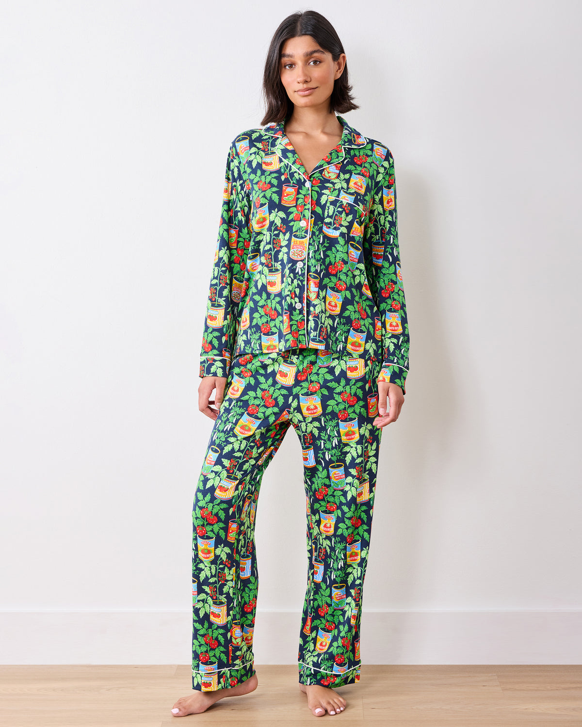 Kitchen Garden - Organic Pima Modal Knit Long PJ Set - Navy - Printfresh