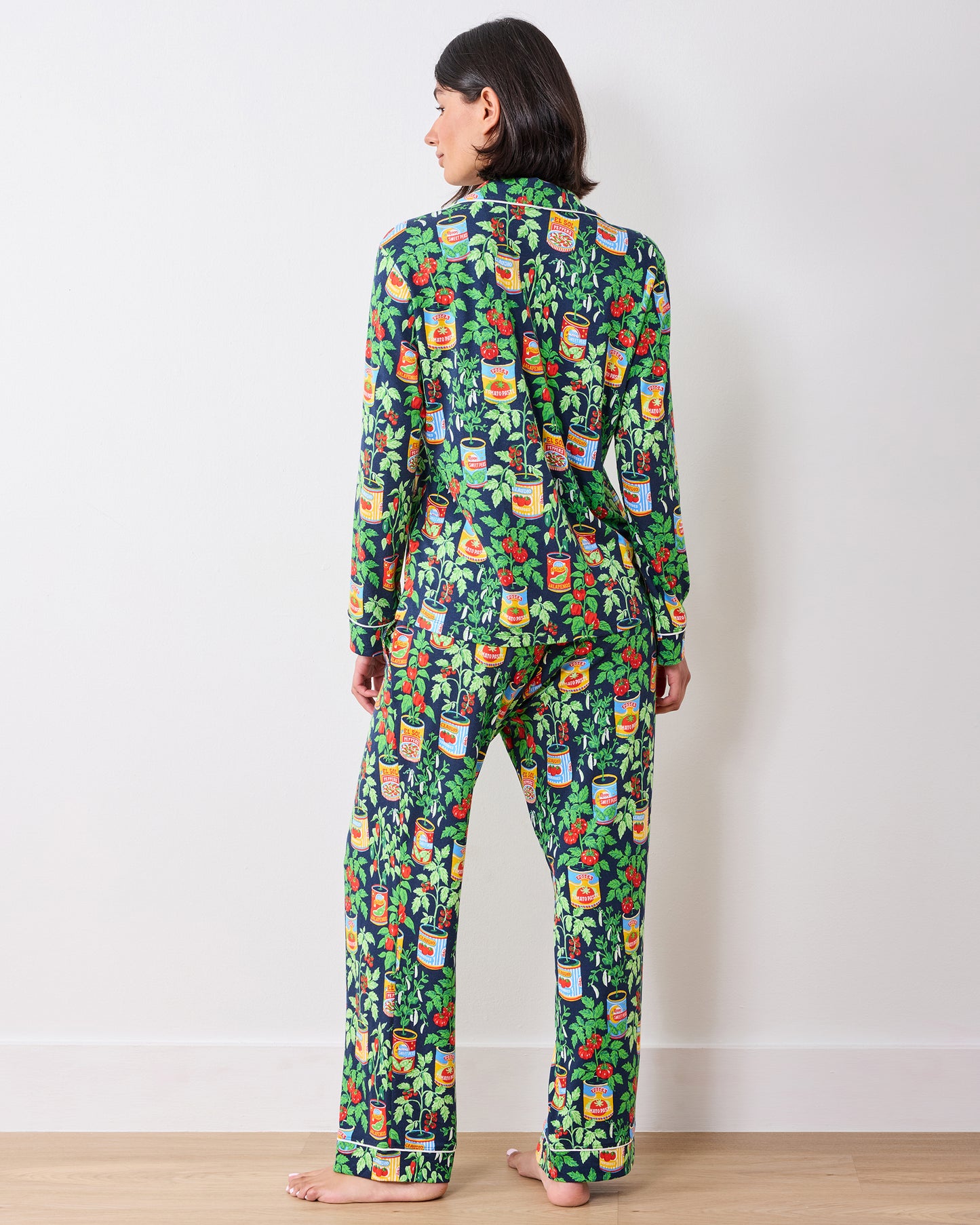 Kitchen Garden - Organic Pima Modal Knit Long PJ Set - Navy - Printfresh