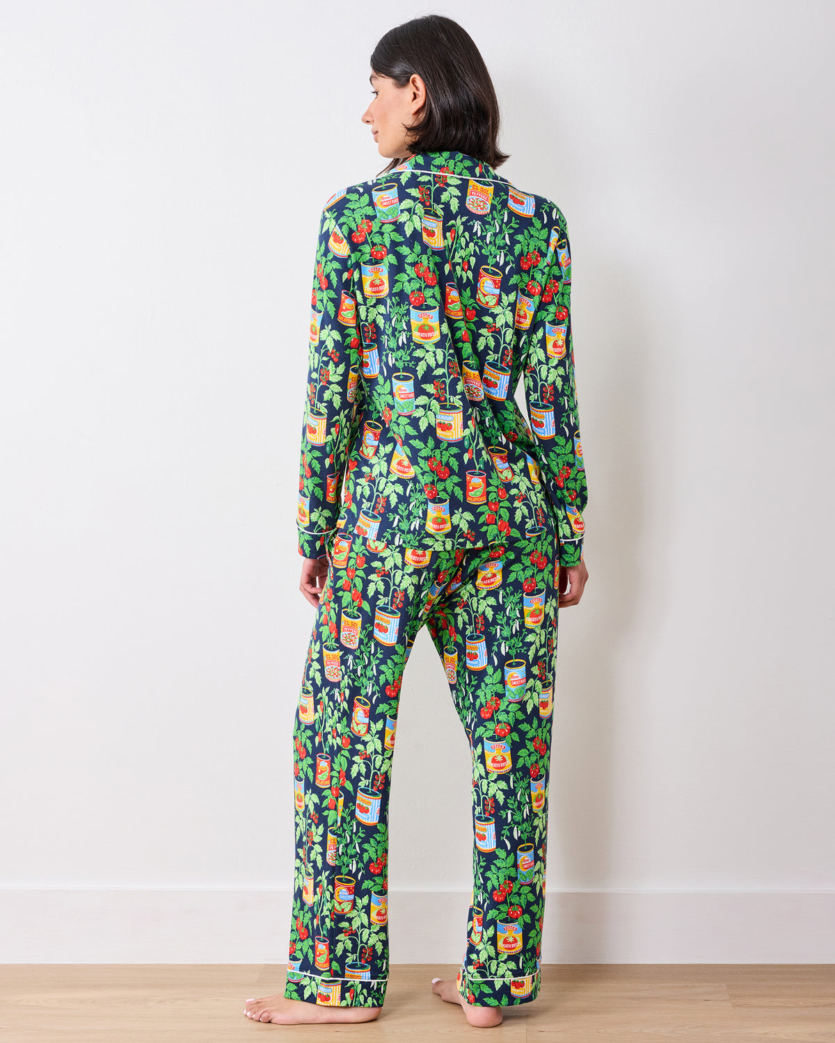 Kitchen Garden - Organic Pima Modal Knit Long PJ Set - Navy - Printfresh