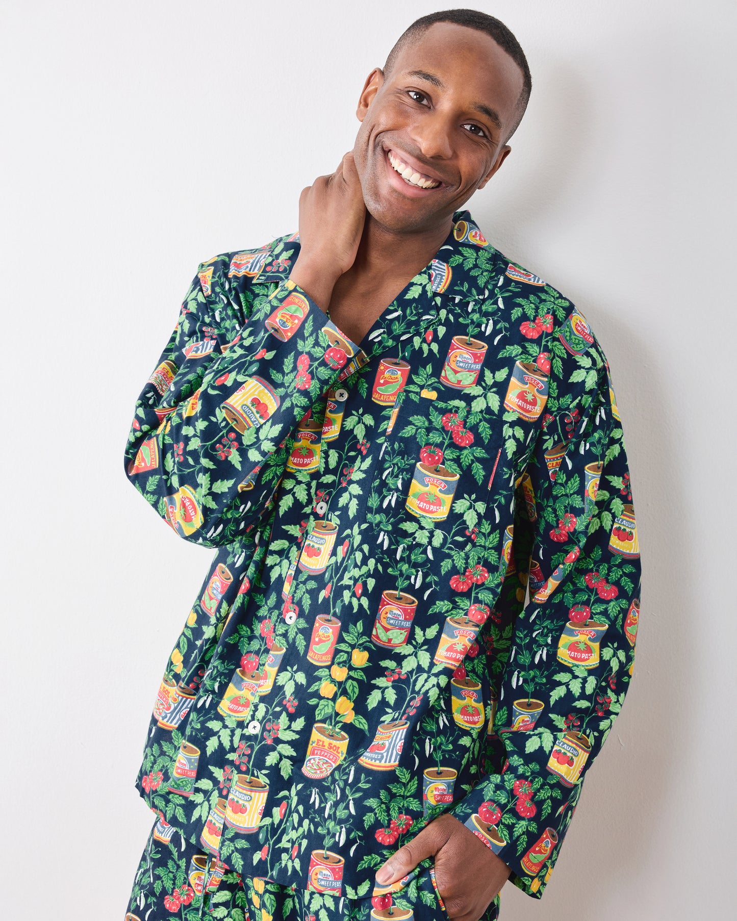 Kitchen Garden - Men’s Long PJ Set - Navy - Printfresh