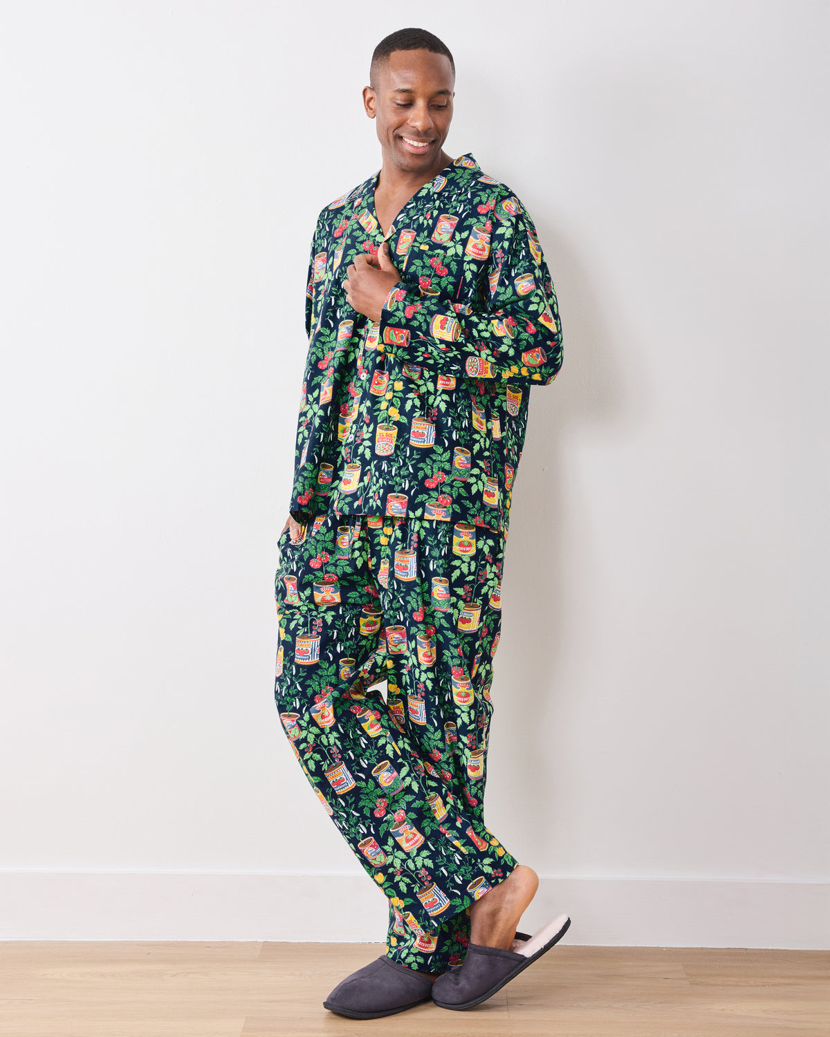 Kitchen Garden - Men’s Long PJ Set - Navy - Printfresh