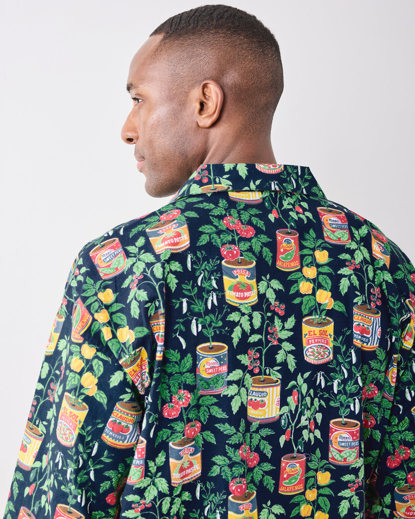 Kitchen Garden - Men’s Long PJ Set - Navy - Printfresh