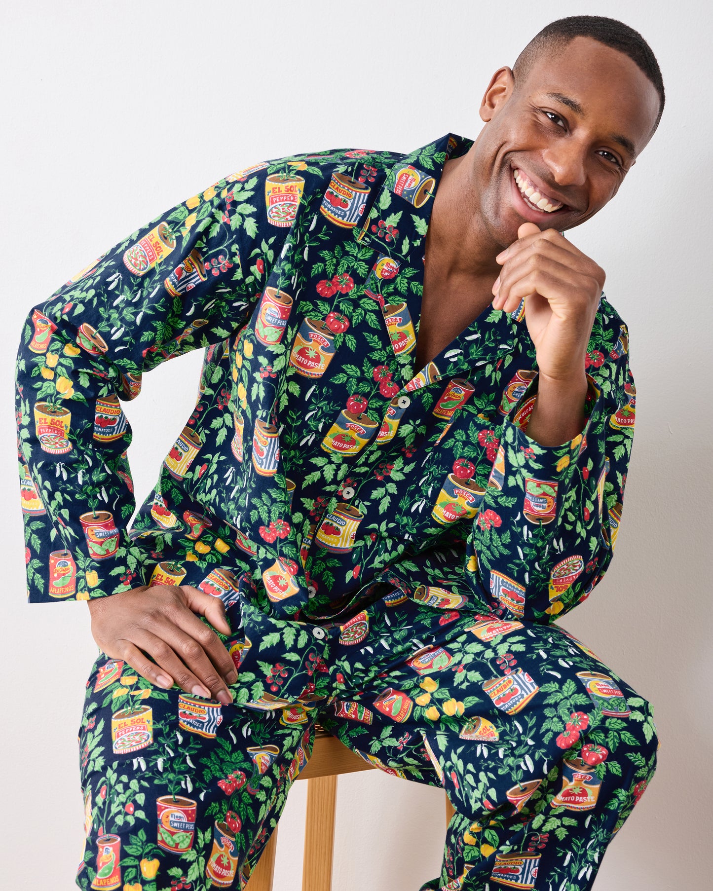 Kitchen Garden - Men’s Long PJ Set - Navy - Printfresh