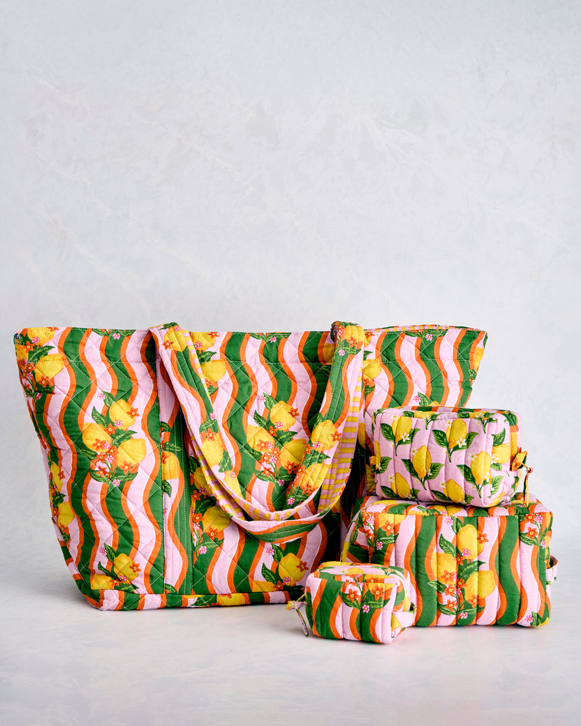 Lemon Twist - Weekender Bag & Three’s Best Pouch Bundle - Limoncello - Printfresh