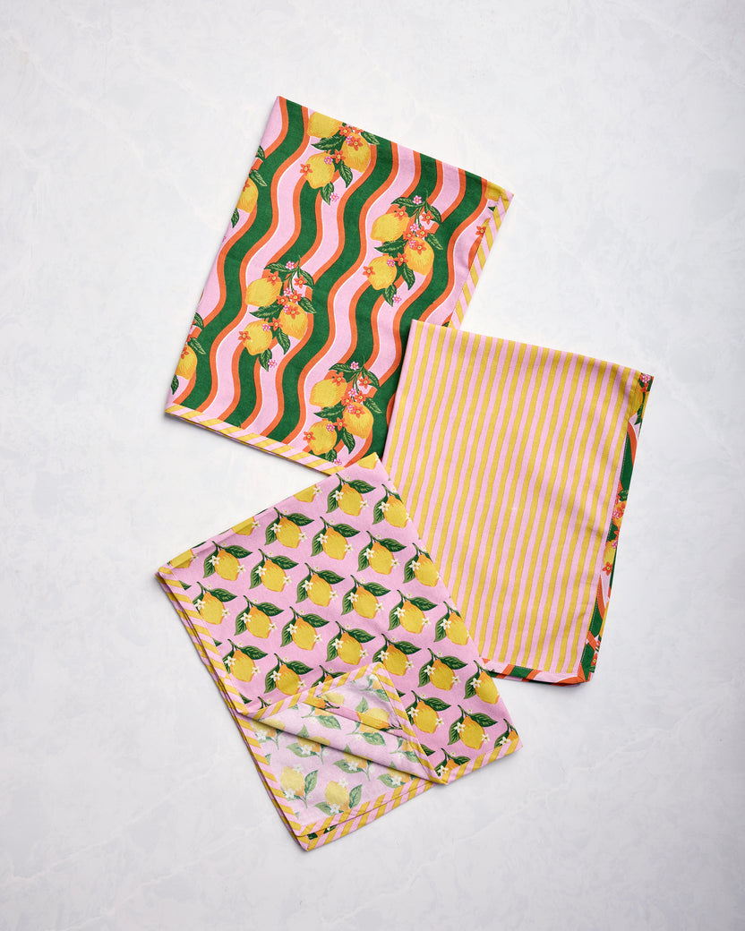 Lemon Twist - Tea Towels Set of 3 - Limoncello - Printfresh