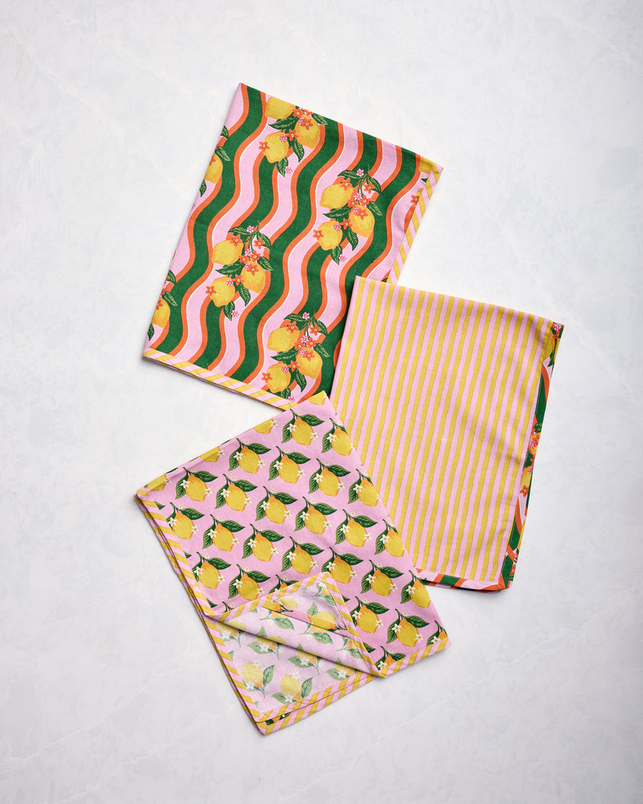 Lemon Twist - Tea Towels Set of 3 - Limoncello - Printfresh