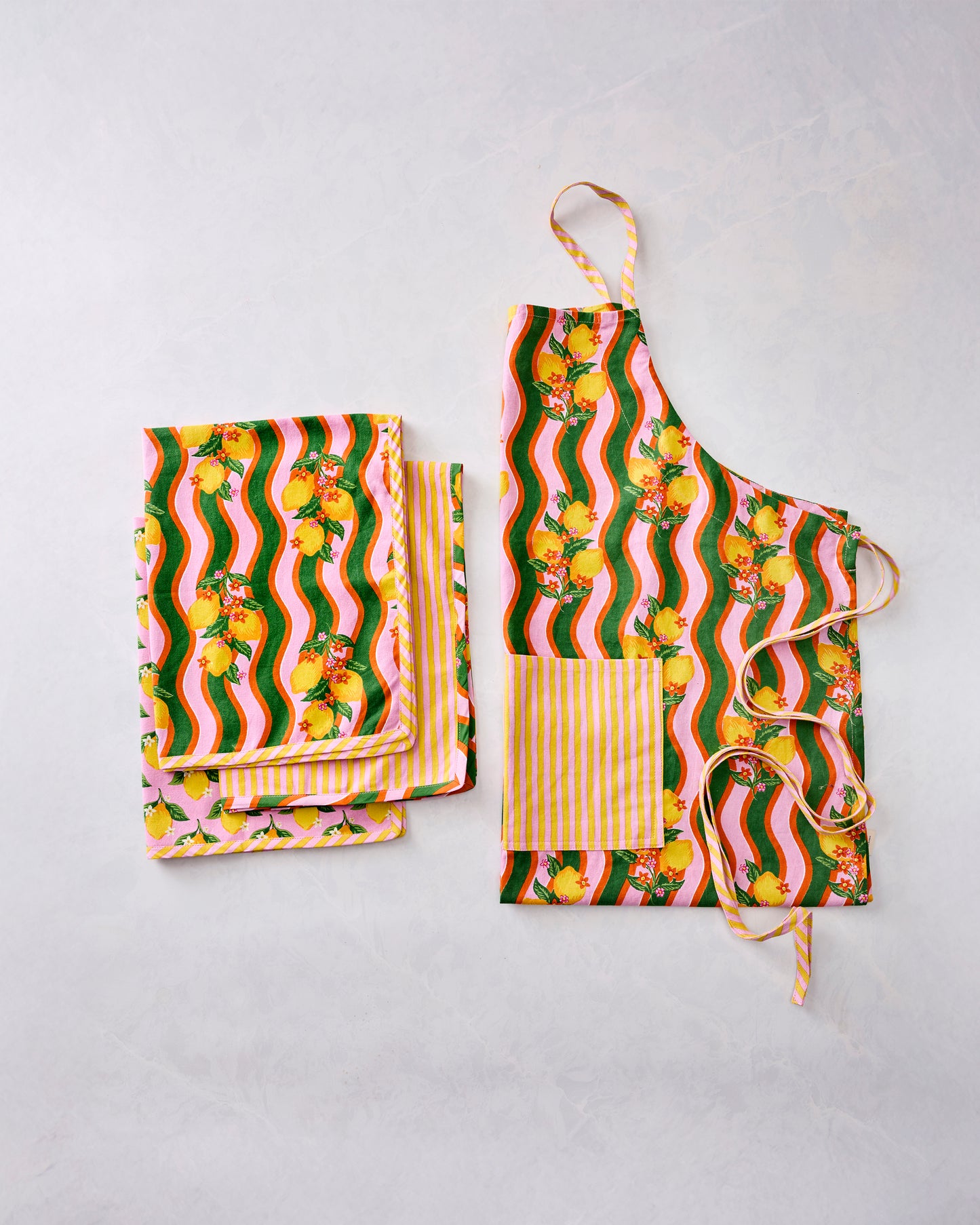 Lemon Twist - Tea Towels & Apron Bundle - Limoncello - Printfresh