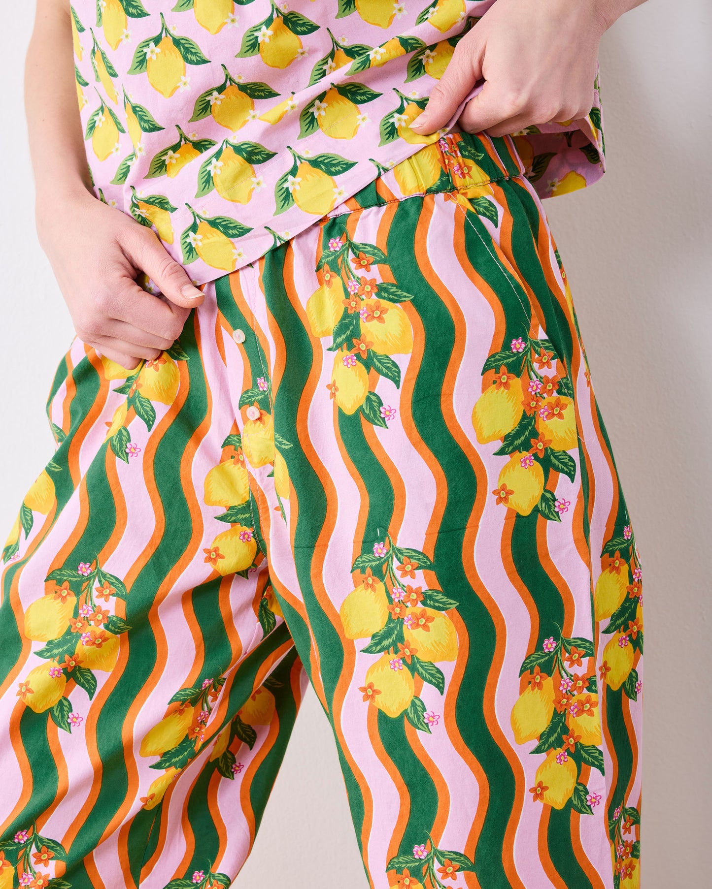 Lemon Twist - Cami & Ruffle Crop Pants Set - Limoncello - Printfresh