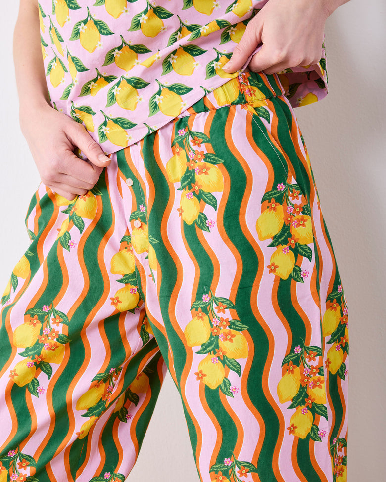 Lemon Twist - Cami & Ruffle Crop Pants Set - Limoncello - Printfresh