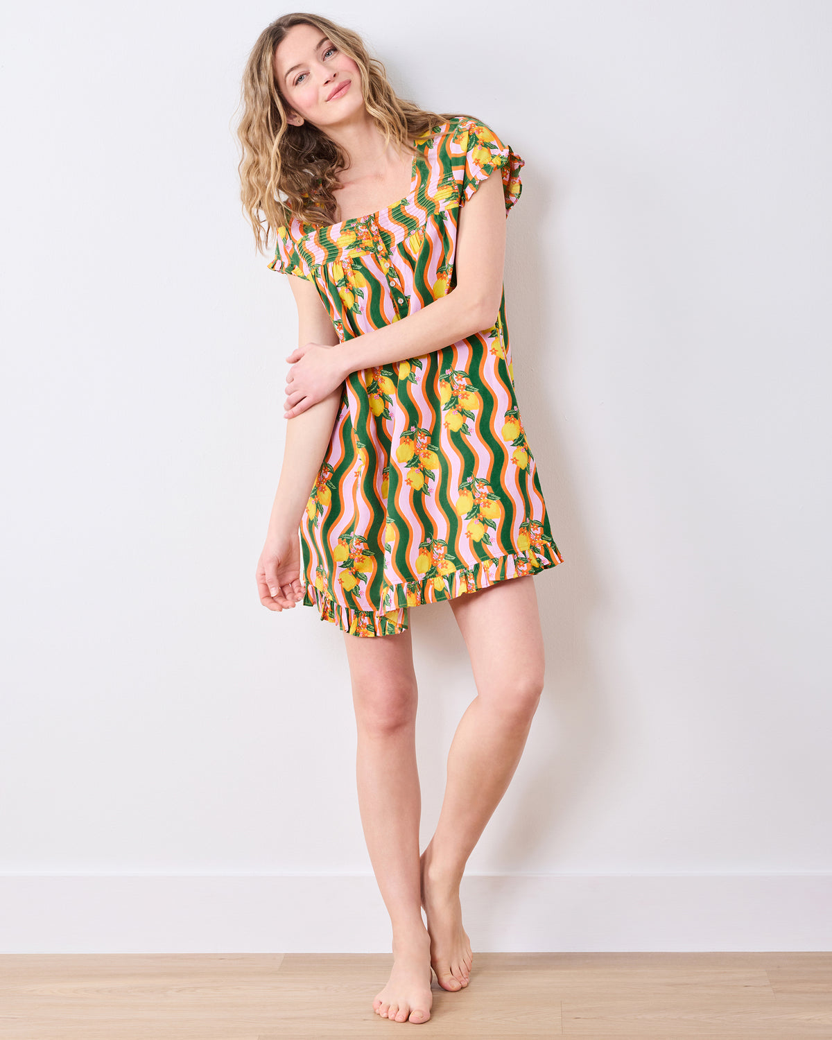 Lemon Twist - Pintuck Nightgown - Limoncello - Printfresh