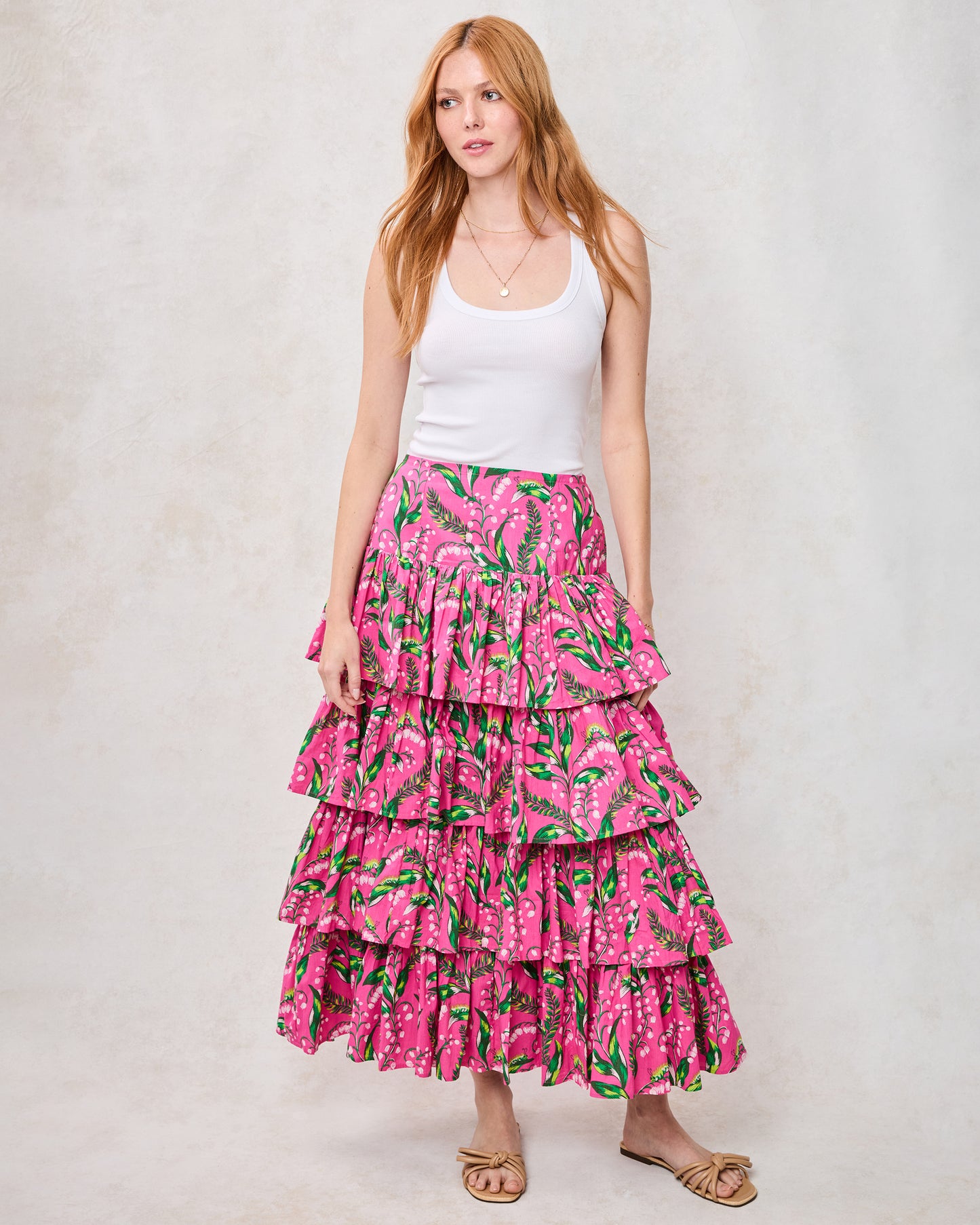 Lily Of the Valley - Terrace Skirt - Pink - Printfresh