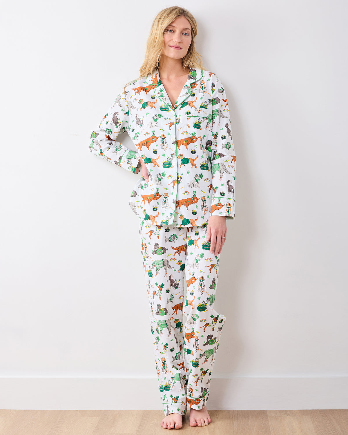 Lucky Paws - Long PJ Set - Irish Cream - Printfresh