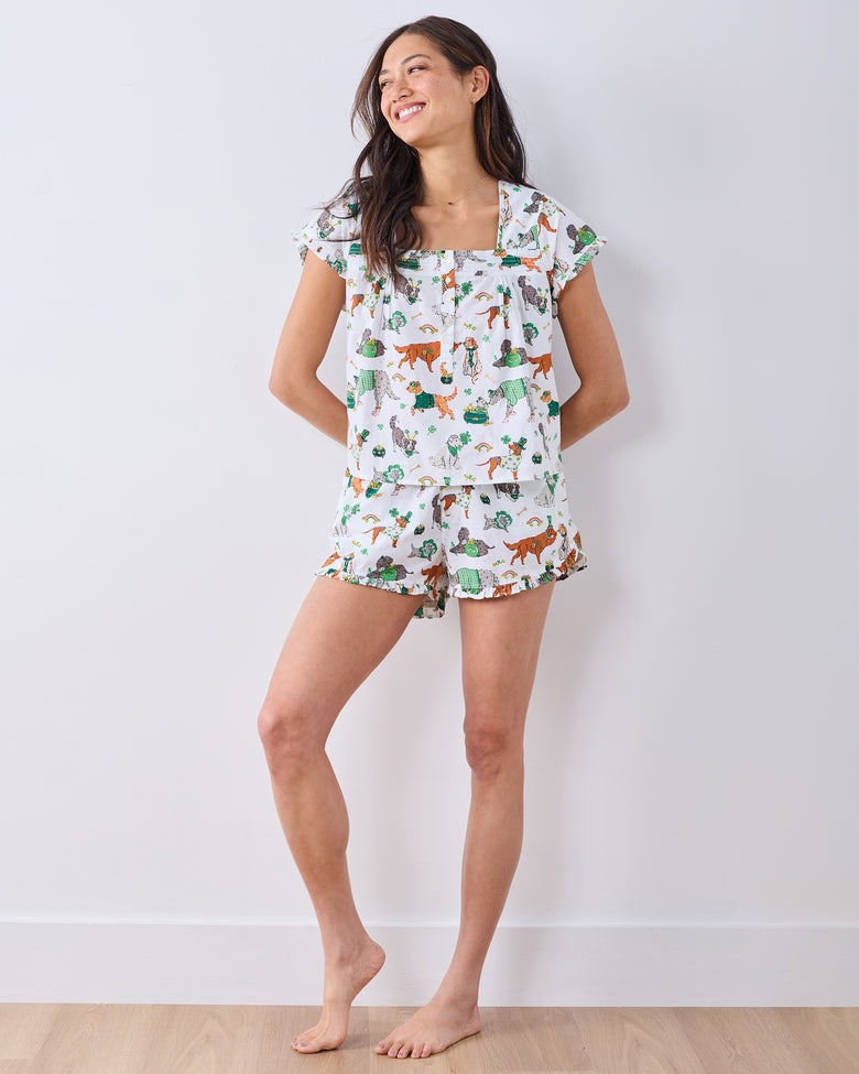 Lucky Paws - Pintuck Short Set - Irish Cream - Printfresh