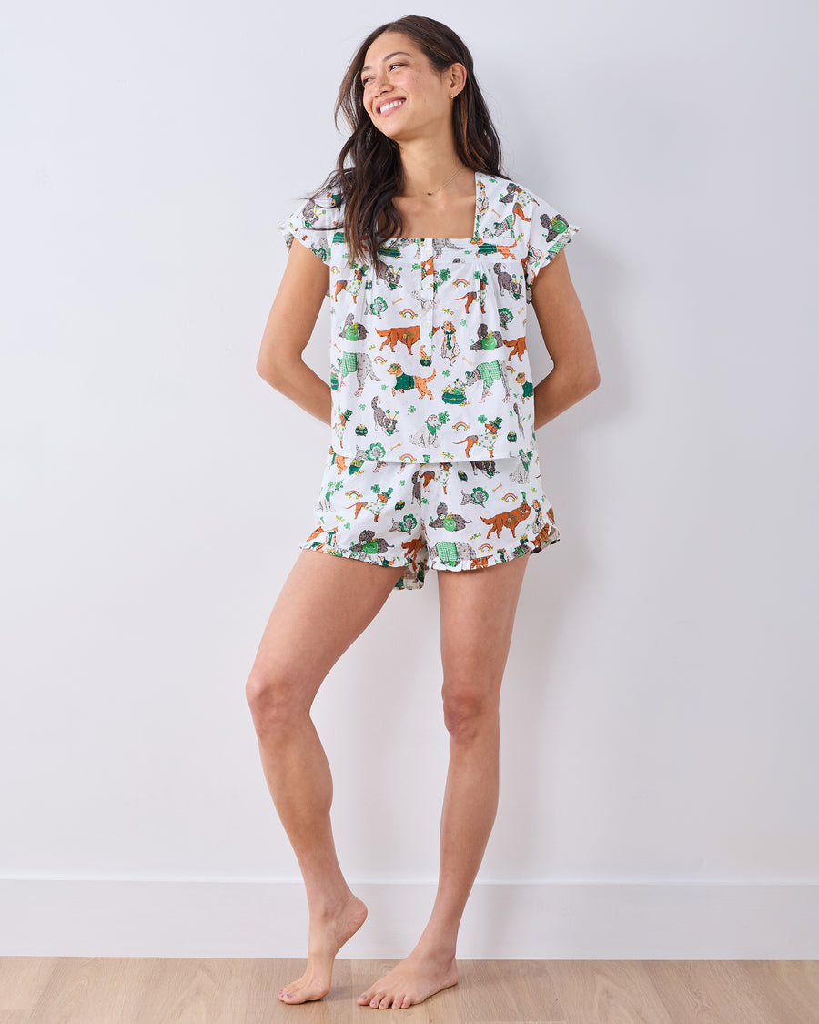 Lucky Paws - Pintuck Short Set - Irish Cream - Printfresh