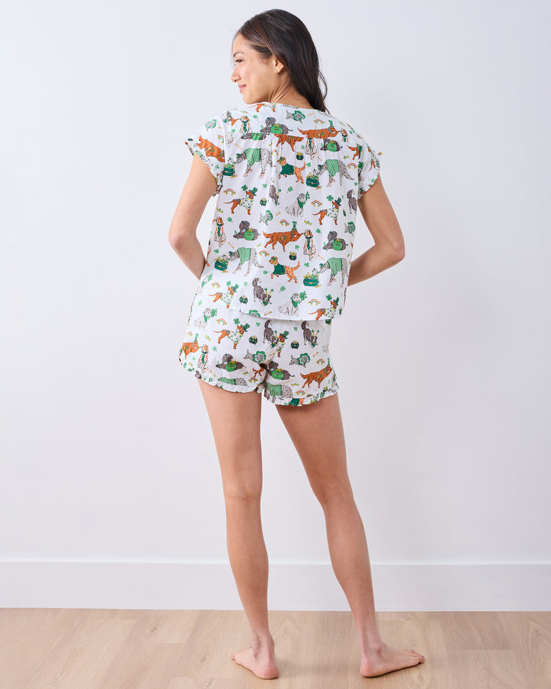 Lucky Paws - Pintuck Short Set - Irish Cream - Printfresh