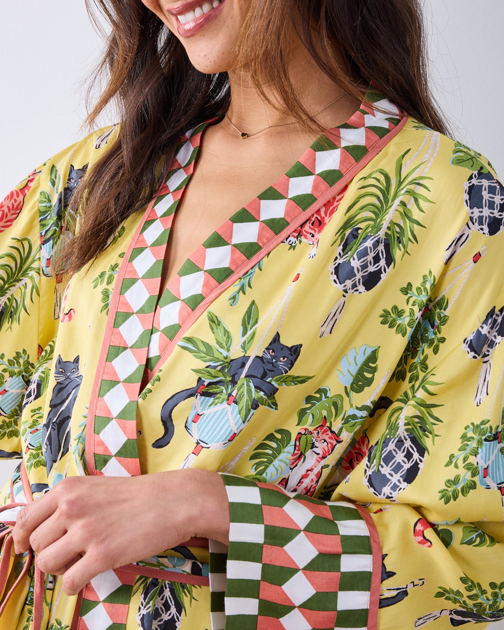 Macrame Mischief - Eco Satin Robe - Sunshine – Printfresh