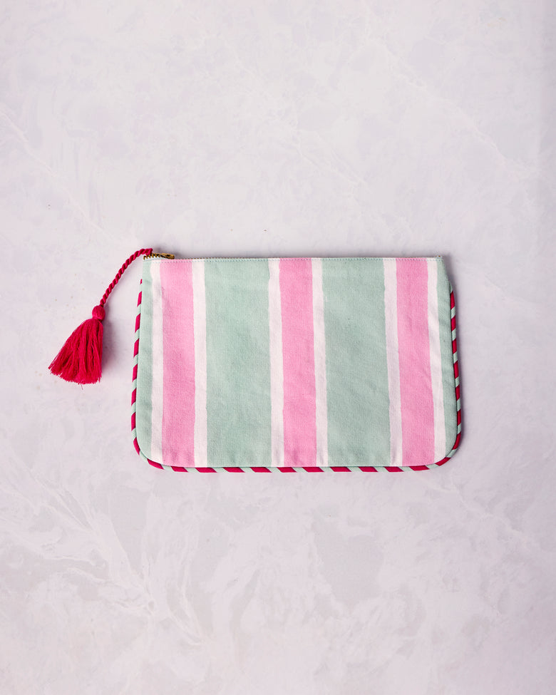 Mah Jongg Menagerie - Canvas Pouch - Pale Jade - Printfresh