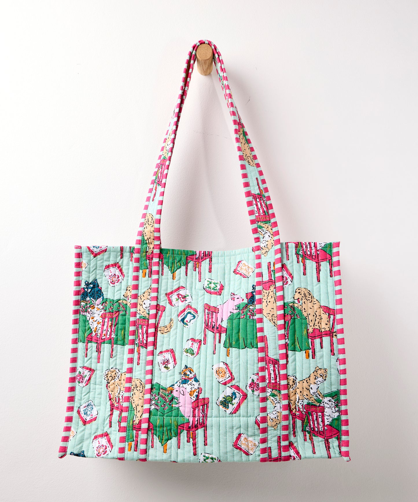 Mah Jongg Menagerie - Petite Traveler Tote - Pale Jade - Printfresh