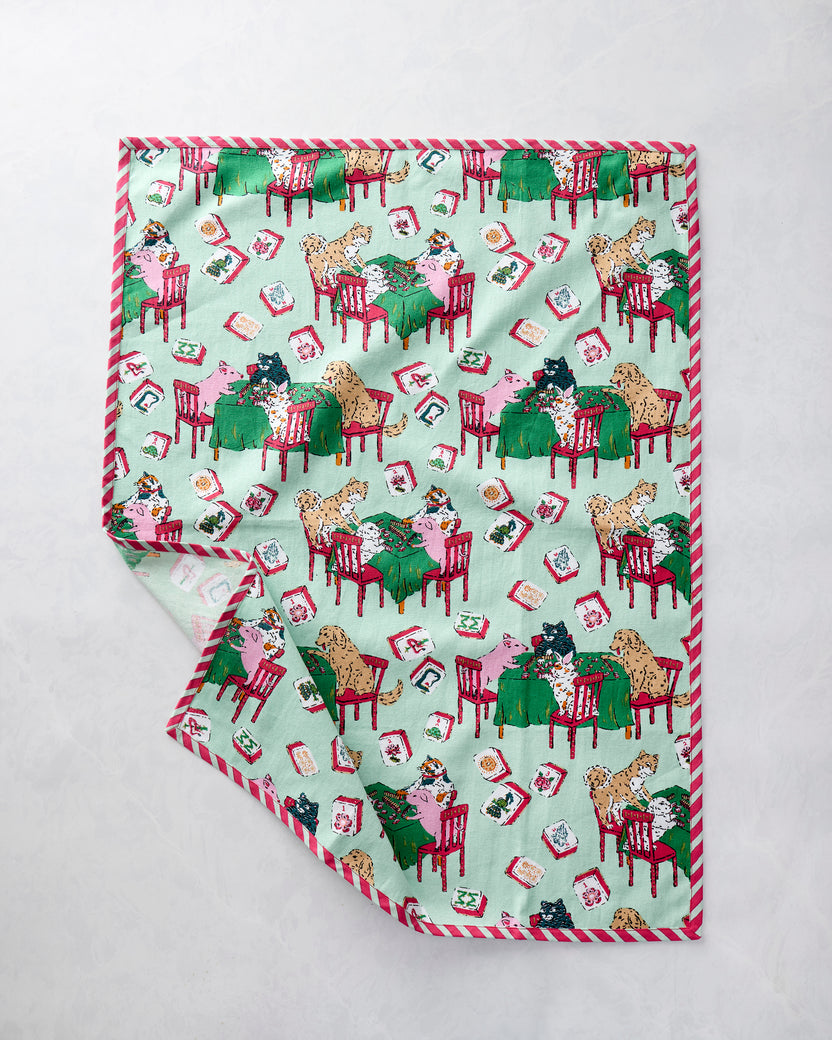 Mah Jongg Menagerie - Tea Towels Set of 2 - Pale Jade - Printfresh