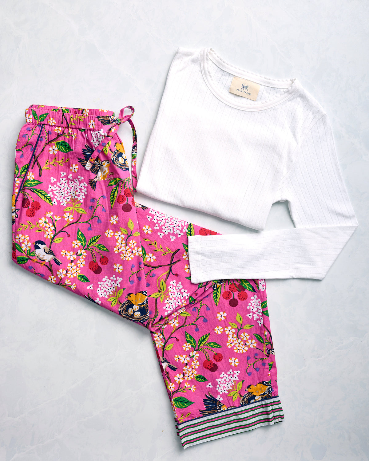 Bird & Blossom - PJ Pants & Pointelle Long Sleeve Bundle - Multi - Printfresh