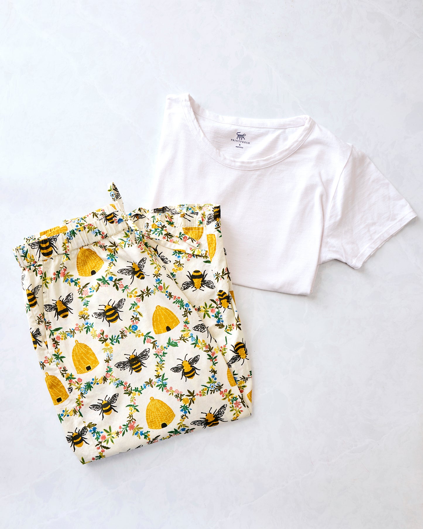 Sweet Bee - Ruffle Cropped Pants & Saturday Tee Bundle - Multi - Printfresh