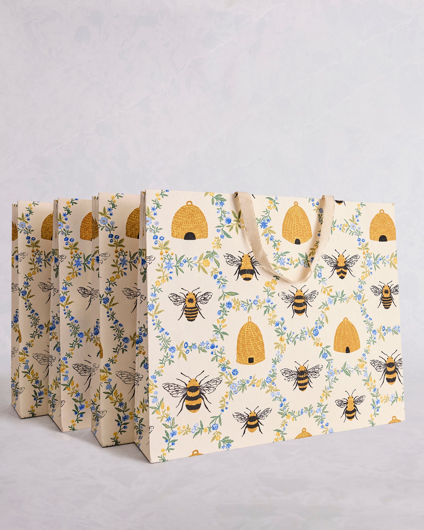 Sweet Bee - Set of 4 Gift Bags - Cream - Printfresh