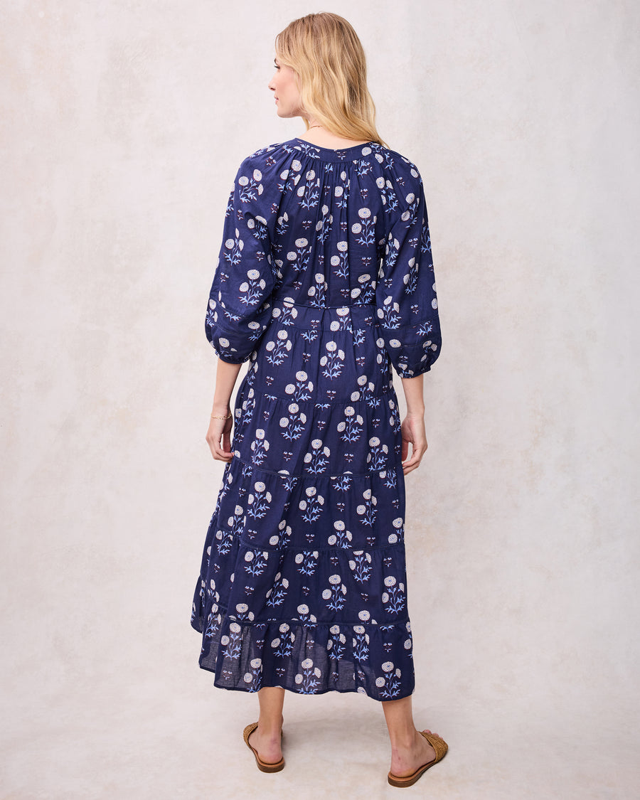 Marigold Bloom - Main Street Dress - Midnight Tide - Printfresh