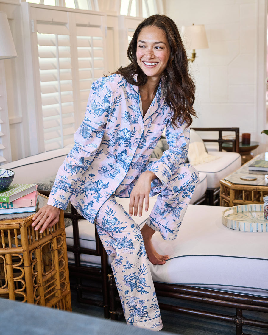 Mermaid Toile - Long PJ Set - Blush - Printfresh