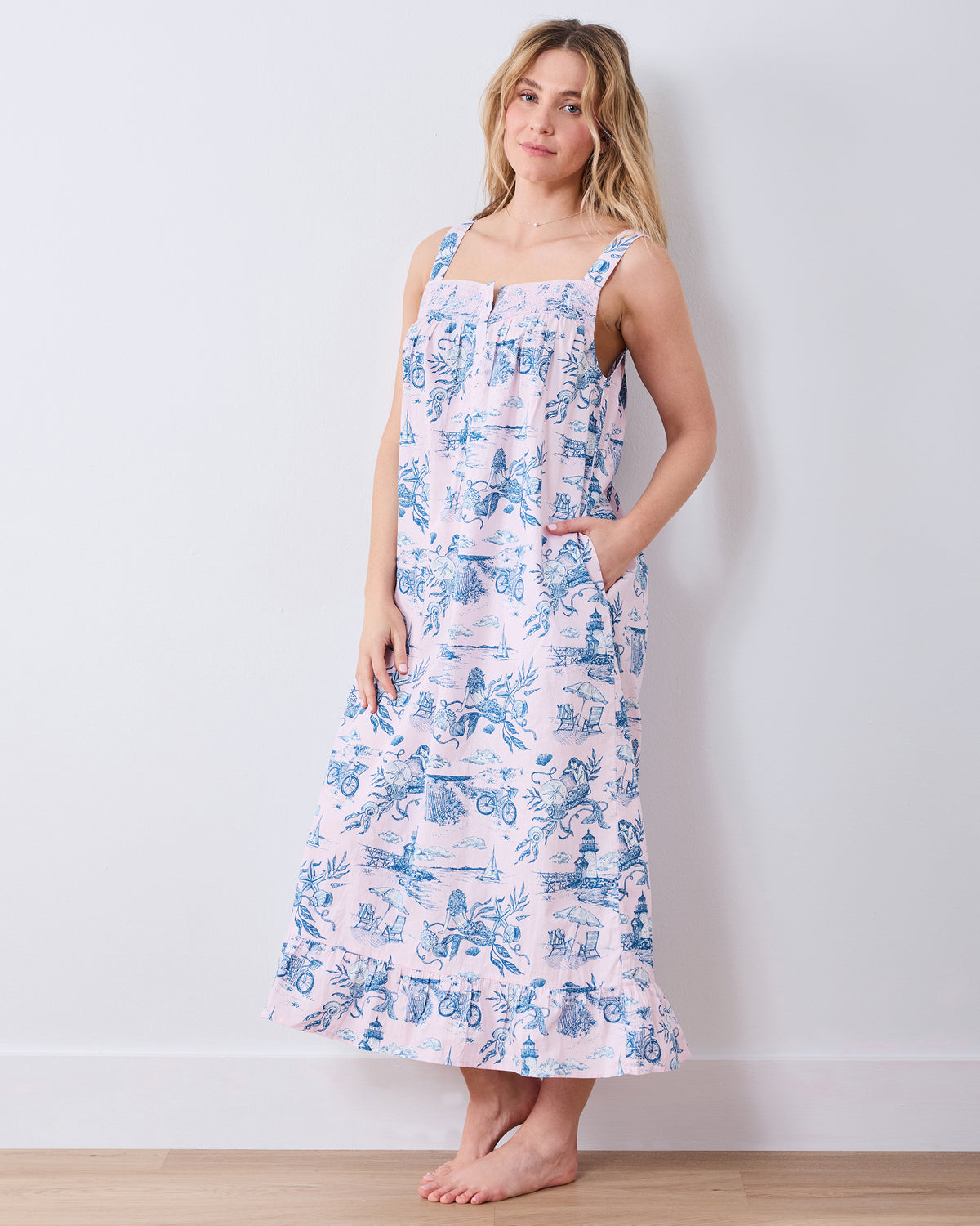 Mermaid Toile - Star Lit Sky Nightgown - Blush - Printfresh