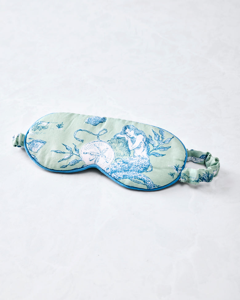 Mermaid Toile - Eco Satin Eye Mask - Seafoam - Printfresh