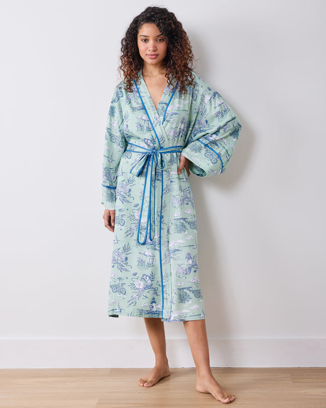 Mermaid Toile - Eco Satin Robe - Seafoam – Printfresh