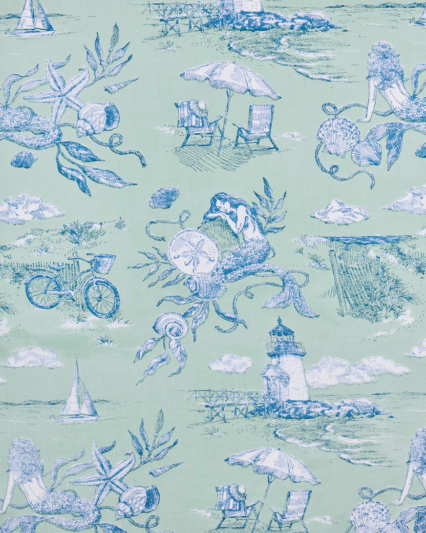 Mermaid Toile - Eco Satin Eye Mask - Seafoam - Printfresh