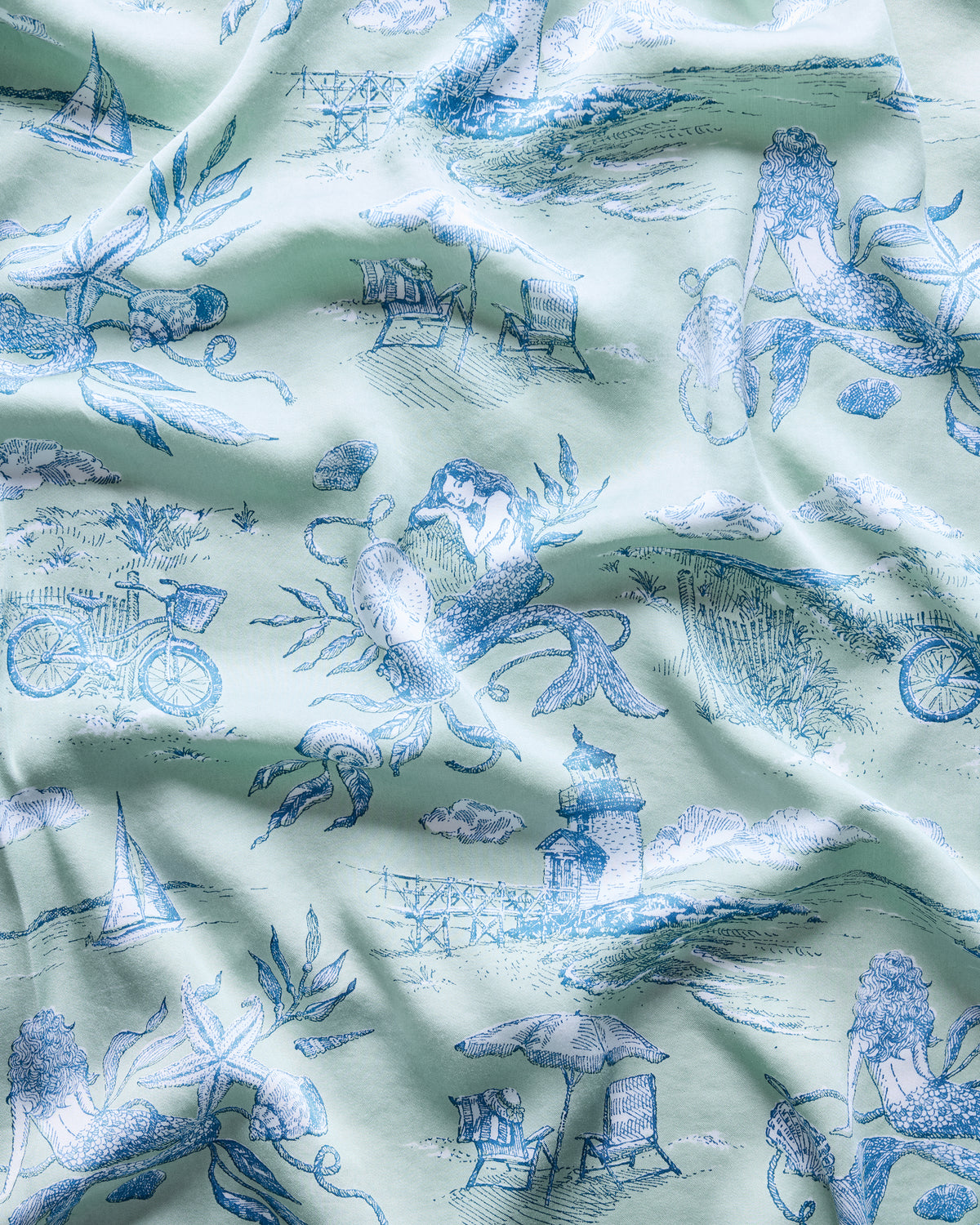 Mermaid Toile - Eco Satin Pamela Set - Seafoam - Printfresh