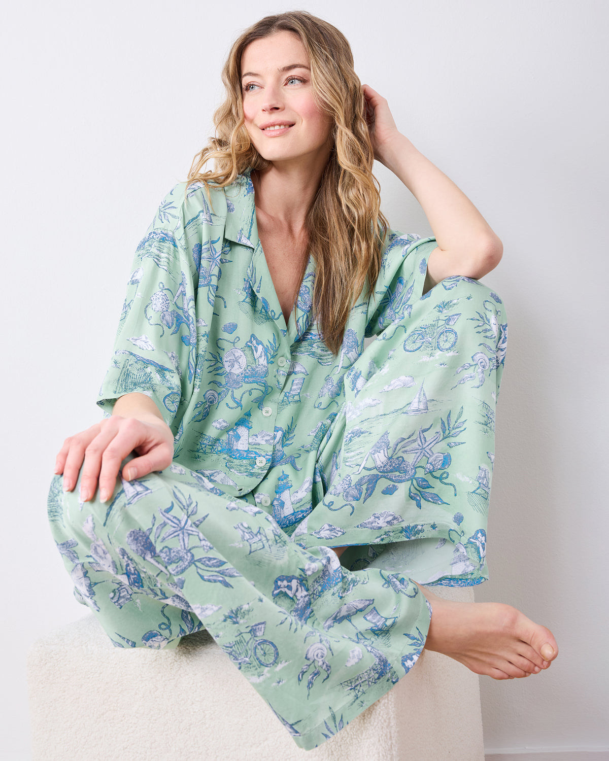 Mermaid Toile - Eco Satin Wildest Dreams Set - Seafoam - Printfresh