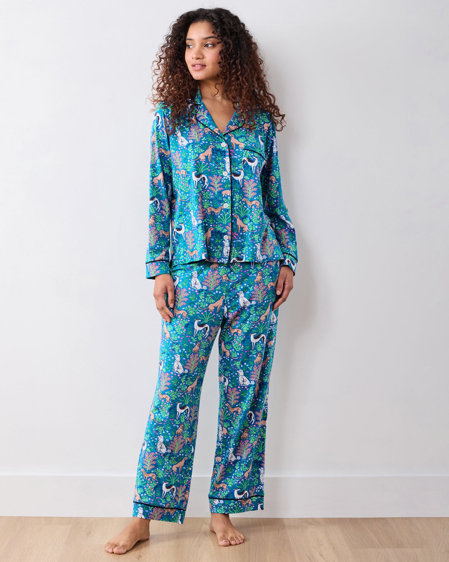 Must Love Dogs - Organic Pima Modal Knit Long PJ Set - Cerulean - Printfresh