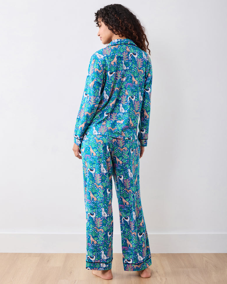 Must Love Dogs - Organic Pima Modal Knit Long PJ Set - Cerulean - Printfresh
