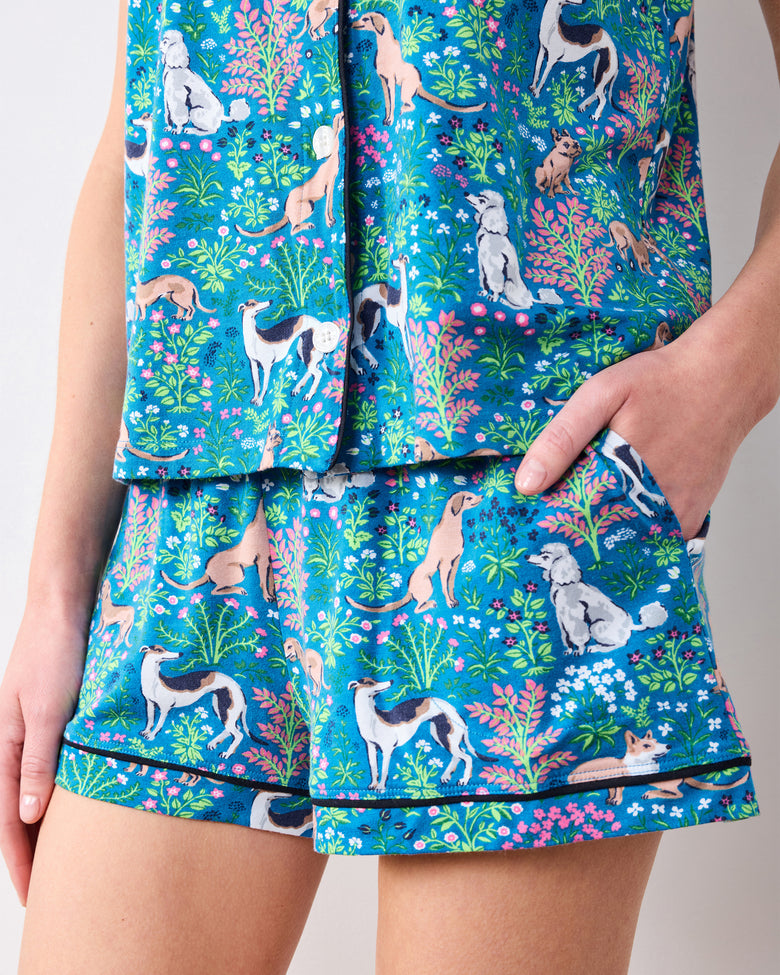 Must Love Dogs - Organic Pima Modal Knit Short PJ Set - Cerulean - Printfresh