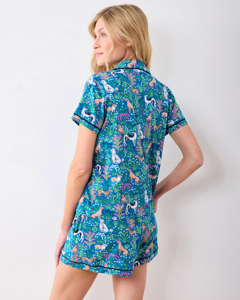 Must Love Dogs - Organic Pima Modal Knit Short PJ Set - Cerulean - Printfresh
